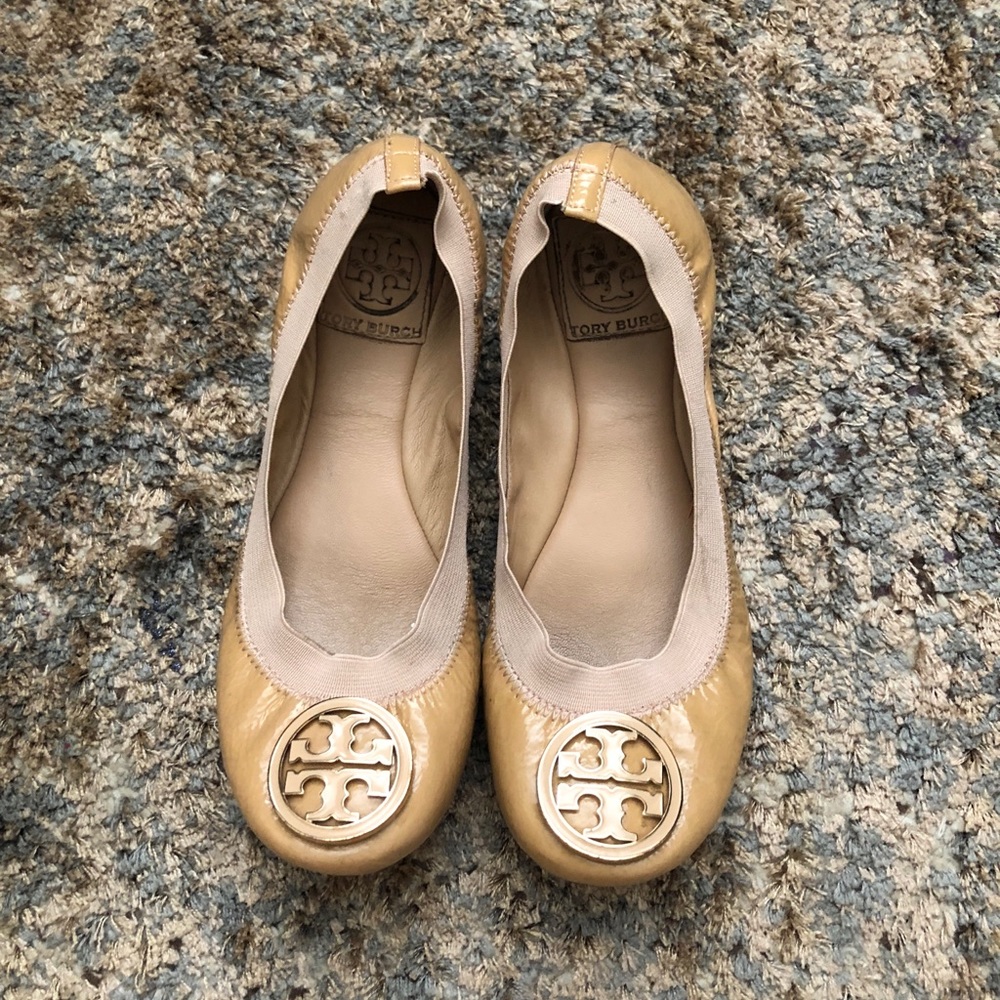 Tory Burch gold flats